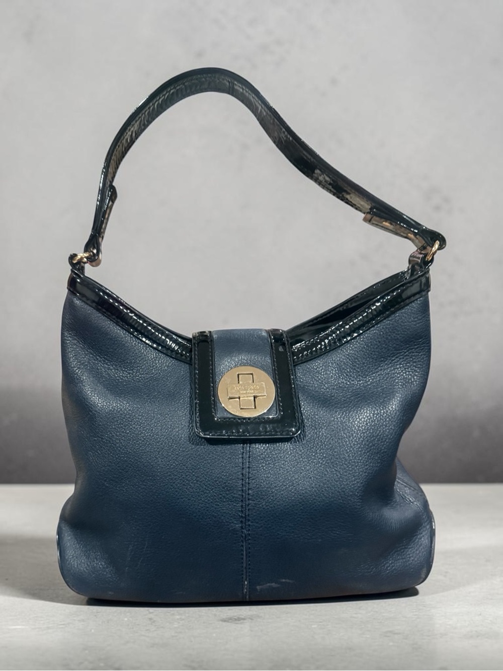 Kate SpadeLeather Shoulder Bag in Dark Blue